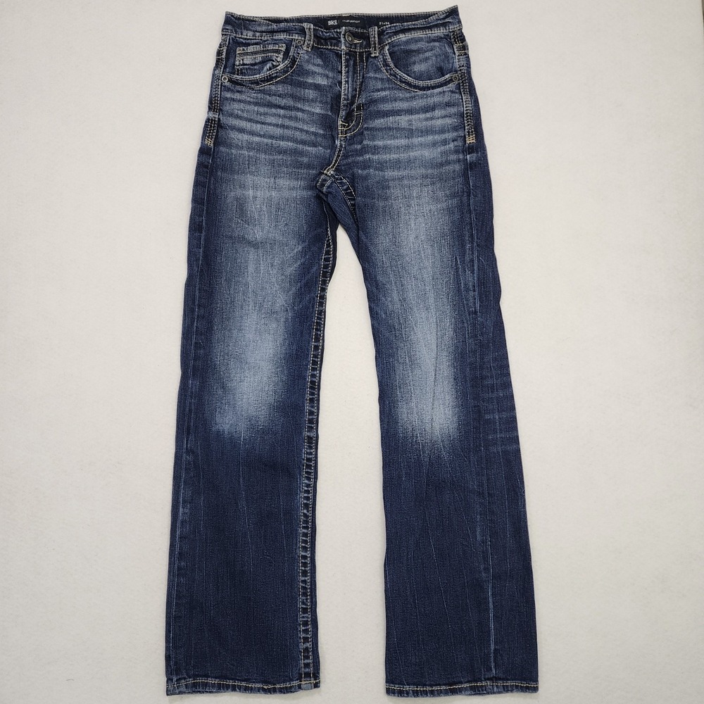 Buckle Tyler Bootcut Jeans Mens 31x34 Blue Denim Cotton Medium Wash Whiskered